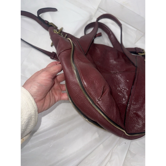 OrYANY Pebble Leather Lian Satchel Purse Handbag Convertible Strap Merlot - Picture 4 of 14